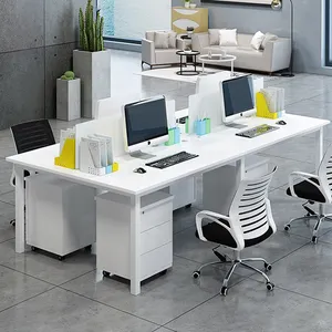 Estación de trabajo personalizada para 4 personas, escritorio abierto, cubos altos para compartir espacios
