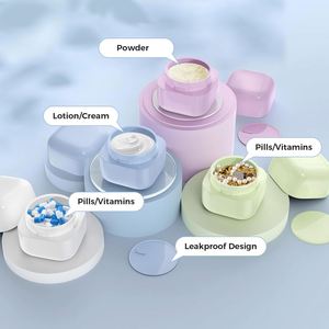Pot carré double couche en PP 20g 30g 50g 100g, pots cosmétiques vides en plastique PP de forme carrée blanc, noir, bleu avec couvercles - Product Image 3