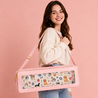 Sac bandoulière de luxe en cuir PU pour Mahjong américain, étui de transport portable pour tuiles de Mahjong avec fenêtre transparente