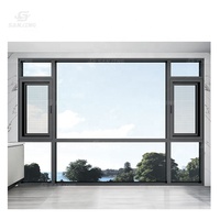 Aislamiento a prueba de viento Doble acristalamiento Aluminio Exterior a interior Ventana abatible