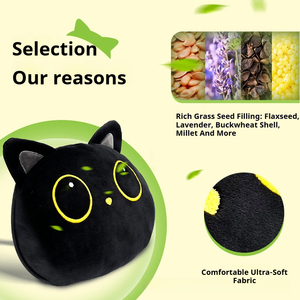 Terapia de peso de gato cálido calentable, alivio de cólicos de <span class=keywords><strong>ansiedad</strong></span> de bebé, juguete de peluche, microondas de animales de peluche con granos naturales - Product Image 4