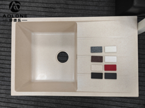 Fregadero de cocina moderno de lujo de un solo cuenco, Granito de cuarzo compuesto sin grifo para uso doméstico - Product Image 6