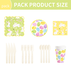 Juego de Vajilla Desechable para Fiesta Temática de Pascua DAMAI, Platos de Papel, Servilletas, Mantel, con Diseño de Conejito y Huevo de Pascua - Product Image 6