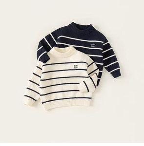 <span class=keywords><strong>Pull</strong></span> rayé décontracté pour garçon, style cool, <span class=keywords><strong>col</strong></span> <span class=keywords><strong>roulé</strong></span>, manches longues, anti-boulochage, doux, personnalisable - Product Image 2