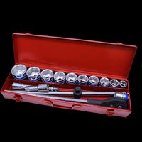 Jeu de douilles métriques 3/4'' (15 pièces) en acier CRV chromé, pour réparation automobile pneumatique, emballage en coffret rigide, personnalisation OEM