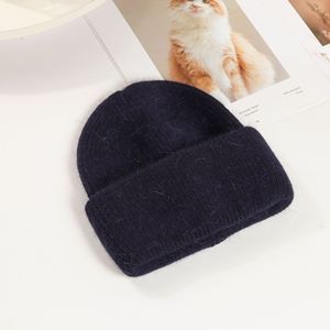 Bonnet en laine de <span class=keywords><strong>lapin</strong></span> <span class=keywords><strong>angora</strong></span> tricoté thermique épais de luxe personnalisé, à la mode pour l'hiver, vente en gros - Product Image 5
