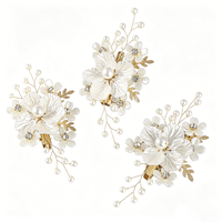 Lot de 3 pinces à cheveux en acrylique, perles et strass, pour mariée, demoiselle d'honneur, femme, mariage, bal de promo, fête prénuptiale, accessoires capillaires