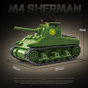 480 pièces WW2 US M4 <span class=keywords><strong>Sherman</strong></span> Modèle de char en plastique pour adultes et garçons à construire Jouet de construction militaire d'ingénierie de collection - Product Image 2