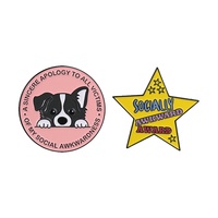 Épinglette en émail « Prix de l'Incompétence Sociale » – Broche humoristique « Désolations » pour Border Collie, Mention Honorable – Bijou pour sac, pour les timides et introvertis