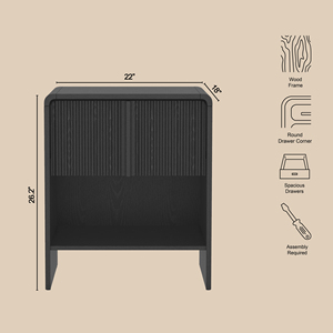 Nightstand In Black With <b>Storage</b> <b>Drawers</b> <b>For</b> Bedroom Use - Product Image 4