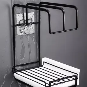 Nhà bếp lưu trữ giá Khăn miếng bọt biển cống Kệ Rag dishcloth giá phòng tắm xà phòng thép carbon chủ bồn rửa máy tính để bàn tổ chức - Product Image 4