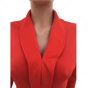 เดรสแฟชั่นแขนยาวสีพื้น คอวี จับจีบ ดีไซน์สำหรับสุภาพสตรีใส่ทำงาน - Product Image 6