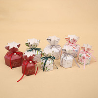 Vase hexagonal islamique personnalisé mariage bonbons chocolat avec ruban perle cadeau faveur petite boîte