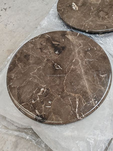 <span class=keywords><strong>Table</strong></span> en marbre pour café et salon de thé Lifepursue, veinée brune, piédestal noir - Product Image 2