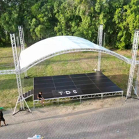 Structure de scène modulaire en alliage d'aluminium circulaire personnalisée, à charge lourde, avec tringle de fixation, pour éclairage incurvé et conception de fond de scène de concert