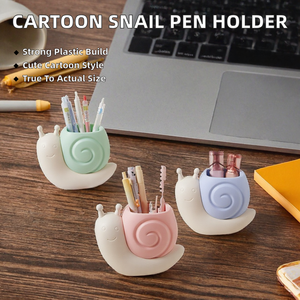 Porte-stylo rond en forme d'escargot de dessin animé, en plastique, impression numérique, organisateur de papeterie de bureau, décoration de bureau - Product Image 2