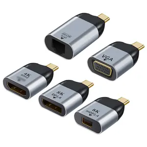 4K 8K 60HZ Usb C到Hdtv电缆适配器转换器类型C公到HDM I/VGA/DP/Mini DP/RJ45母电缆，用于电脑配件