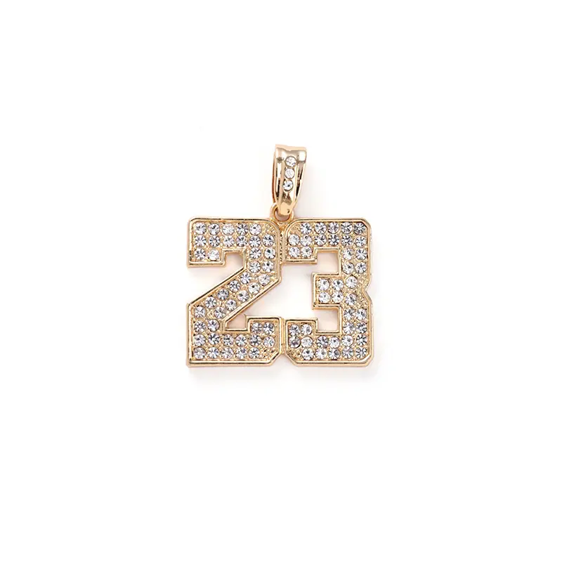 Yiwu Daicy Hiphop Basketbal 23 Nummer Hanger Diamant Charme Hanger Met Touw Ketting Voor Mannen En Vrouwen