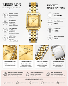 Relojes de Lujo Personalizados de Moda Vintage con Diamantes de Laboratorio, Esfera Cuadrada, Reloj de Cuarzo para Mujer, Resistente al Agua, Reloj para Mujer - Product Image 2