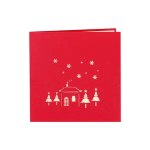 WINPSHEG OEM Custom Printed Santa Ride Frohe Weihnachten Grußkarten Pop Up Weihnachts karte