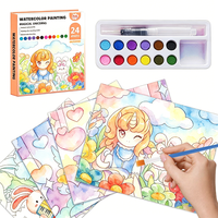 Livre de peinture à l'aquarelle sur le thème de la licorne magique, ensemble artistique pour enfants avec 24 feuilles, 12 couleurs et stylo pinceau à eau, activité éducative