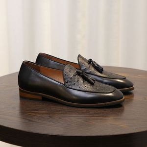 Mocasines de Cuero con Flecos de Alta Calidad para Otoño, Zapatos de Hombre con Diseño Artesanal de Lujo para Oficina y Carrera Profesional - Product Image 3