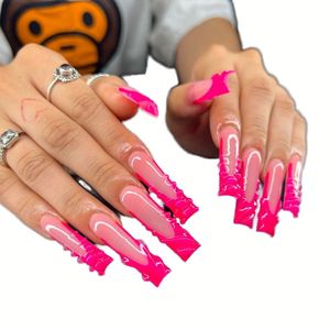 Capsules d'ongles artificiels longs en acrylique transparent, formes amande, French, cercueil, couvrance complète ou partielle, pointes en gel souple - Product Image 1