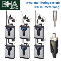 Système de monitoring intra-auriculaire BHA JT-6 UHF avec 6 récepteurs bodypack IEM, monitoring sans fil pour scène live, performance de groupe, studio, OEM