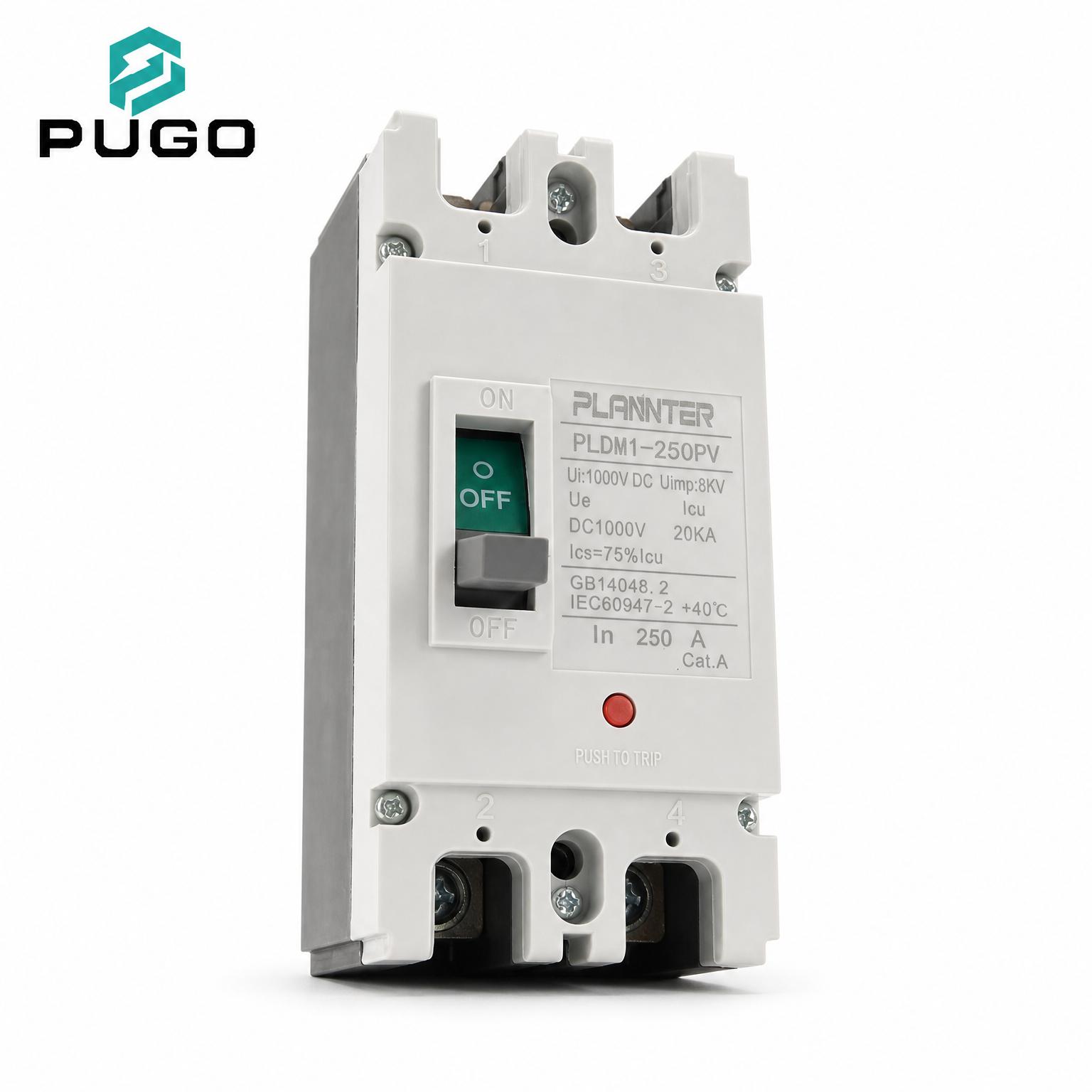 Moulded Case Circuit Breaker 2P DC1000V 250A 20kA Solar PV Thermal-Magnetic MCCB PUGO PLDM1-250PV · image 6