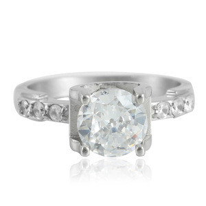 Yunnique – bague en acier inoxydable pour femmes, pierres précieuses blanches, sertie de pierres précieuses, bijoux de fiançailles, 21082 - Product Image 1