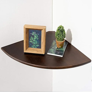 Floating Corner <b>Shelf</b> Solid Oak <b>Wall</b> <b>Mounted</b> Display Rack Triangle Shape Natural Wood Color Living Room Storage - Product Image 5