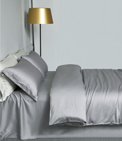 Ensemble de draps en soie de mûrier 100% pour toutes les saisons, taille Queen, uni, certifié, ensemble de literie en soie