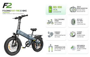PIXAR F2 Folding Electric Bike EU Stock Front Suspension Fork Disc Brake 20x4.0 Fat Tire 250W <b>48V</b> 15Ah Comfort City <b>Ebike</b> - Product Image 6