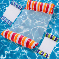Fauteuil de relaxation aquatique en maille pliable bicolore, radeau gonflable flottant, hamac de piscine extérieur rayé, vente en gros usine