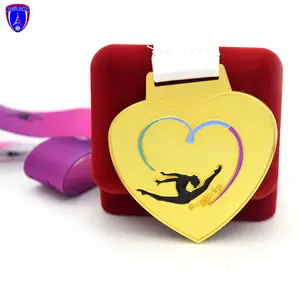 Médaille de danse scintillante pour enfants, en forme de cœur, avec ruban, pour coupe de divination, londres, nouvelle collection