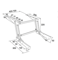 Table basse relevable multifonctionnelle en fer avec mécanisme de pliage à charnière et ressort à fermeture douce, extensible pour bureau, cuisine, salle de bain, école