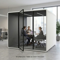 Module de bureau industriel XL pour 6 personnes, insonorisation personnalisée, couleur au choix, pour immeubles de bureaux, hôtels et écoles
