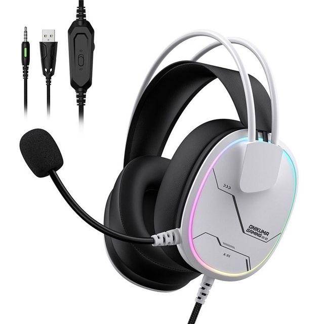 ONIKUMA X91 Game Headset Wired Earphone Single Color LED Light Effect Microphone Metal Bass Boost for PC/PS5/Games Sports Travel