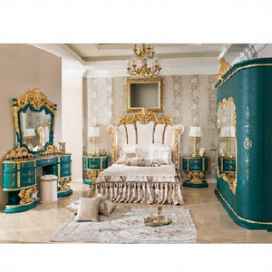 Lit et mobilier de chambre à coucher de style turc classique sculpté, lit en bois massif de style turc royal pour villas et maisons de luxe, fabricant - Product Image 1