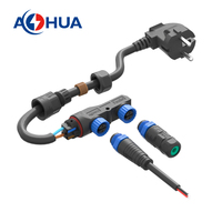 AOHUA Prise d'alimentation pour éclairage intérieur extérieur M15 Câble d'assemblage Connecteur rapide 10A Distributeur CA/CC en forme de F Prise étanche 2Pin