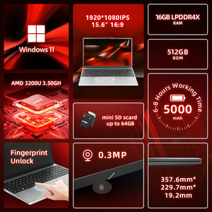 Thương hiệu kinh doanh mới <span class=keywords><strong>15</strong></span>.6 inch IPS ordinateur máy tính xách tay 16GB RAM 512GB SSD Windows 11 3200u AMD cá nhân nhà máy tính xách tay - Product Image 2