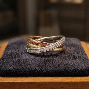 Anillo de Diamantes de Oro Sólido de 18K de Lujo, Corte Brillante Redondo, Engaste Pavé, Certificado GIA, Anillo de Bodas Unisex - Product Image 2