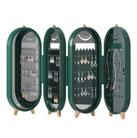 Organisateur de bijoux pliable à 4 niveaux avec miroir et support, style écran esthétique, boîte de rangement pour boucles d'oreilles et colliers pour coiffeuse