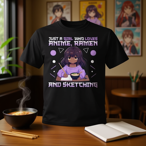 Camiseta de la serie Just A Girl Who Loves Anime Ramen And Sketching - Product Image 3