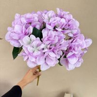5 têtes sérigraphie tissu hortensia bouquet de fleurs artificielles mariage fleur mur fleur ampoule