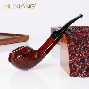 Muxiang Briarwood Smoking Pipe Bent Shape 3mm Filter Solid Wood Tobacco Pipe - Product Image 1