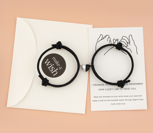 3mm renkli kordon <span class=keywords><strong>dize</strong></span> düğümlü ayarlanabilir kalp mıknatıs Charm çift bilezikleri sevgililer günü hediyeleri karton zarf paketlenmiş - Product Image 4