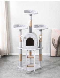 Árbol Rascador para Gatos de Lujo, Premium, Jumbo, en Forma de Castillo Gris, con Cama de Peluche y Juguetes, para Gatos Grandes y Gatitos - Product Image 6