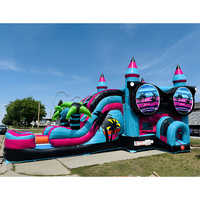 Nouveau château gonflable et toboggan aquatique 3D sur le thème de la plage, combo Casa Inflable Playground Water Slide Combo pour l'été