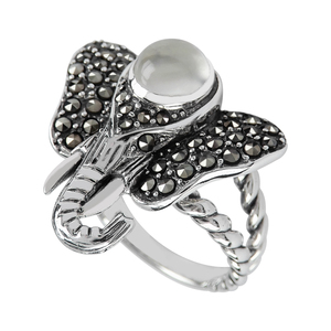 Bague en argent sterling 925 avec pierre de lune blanche et marcassite - Product Image 5